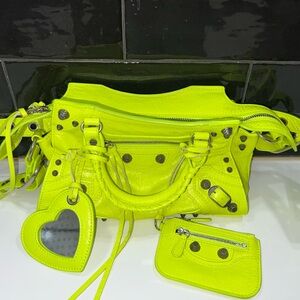 Balenciaga Fluorescent yellow Neo Cagole Motorcycle bag